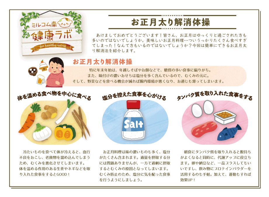 【健康コラム】お正月太り対策法 ミルコム南 ミルク コミュニケーション 南商事株式会社